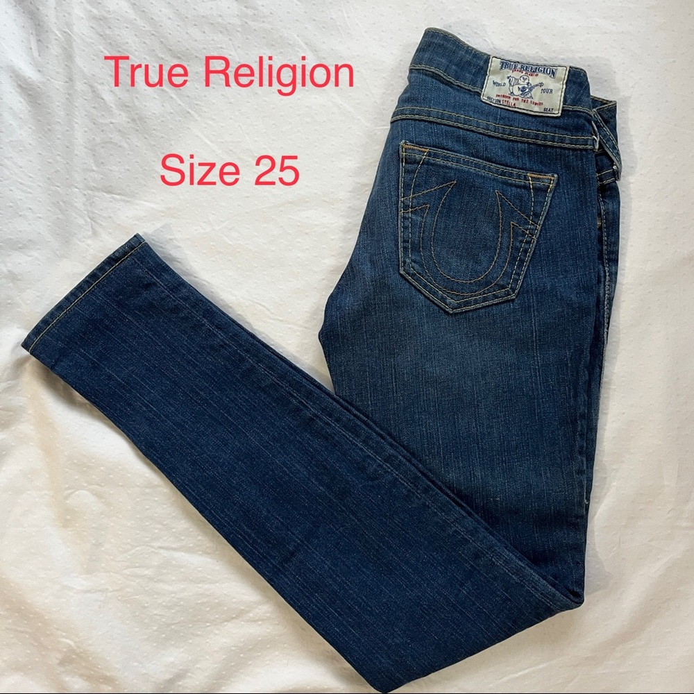 True Religion Stella Low Rise Blue Denim Skinny Jeans Size 25